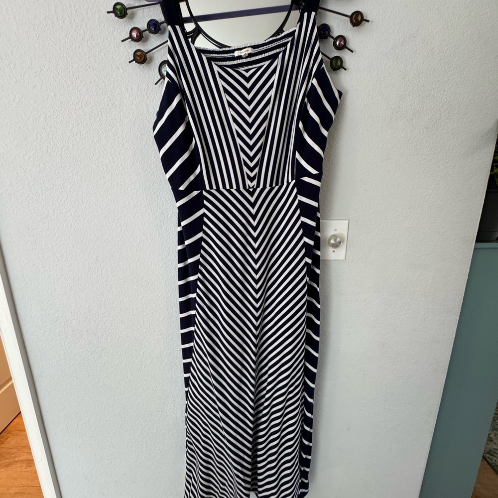 Navy and White Striped Maxi Dress